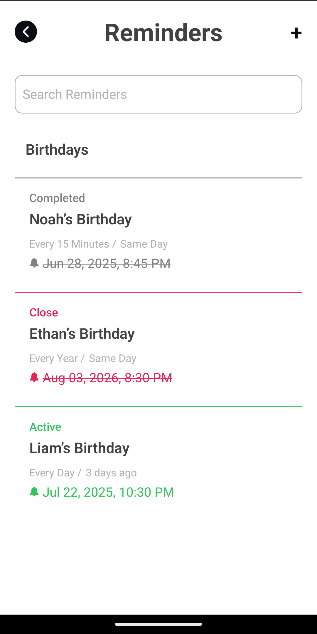 Reminder Notifications app
